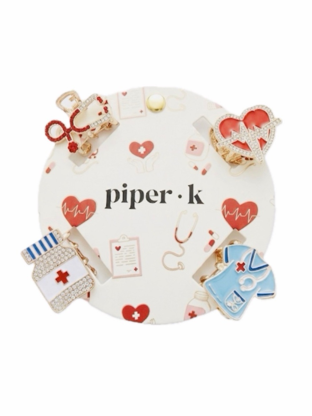 NWT ⚜️🩵⚜️ PIPER K Medical Themed Enamel Mini Hair Claw Clip Set of 4